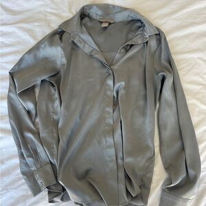 H and M light blue  Satin Blouse